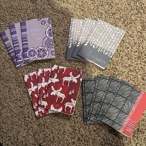 thirty-one Purple, Gray, Red, Black Patterned Note Card Sets